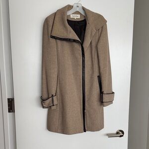 Calvin Klein Women's Beige Wool Coat